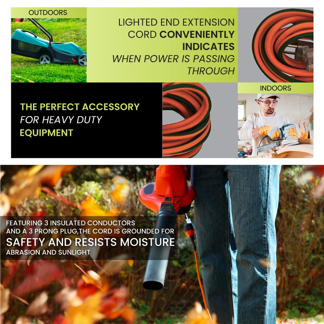 Power By GoGreen Go Green Power Inc. 16/3 50-Foot Outdoor Extension Cord - Heavy-Duty, Weatherproof, GG-13750