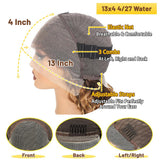 ADESORAES Highlight Ombre Lace Front Wig Human Hair 180% Density 4/27 Honey Blonde Water Wave Lace Frontal Wigs 26 inch Wet and Wavy Curly Glueless Wigs Human Hair Pre Plucked with Baby Hair