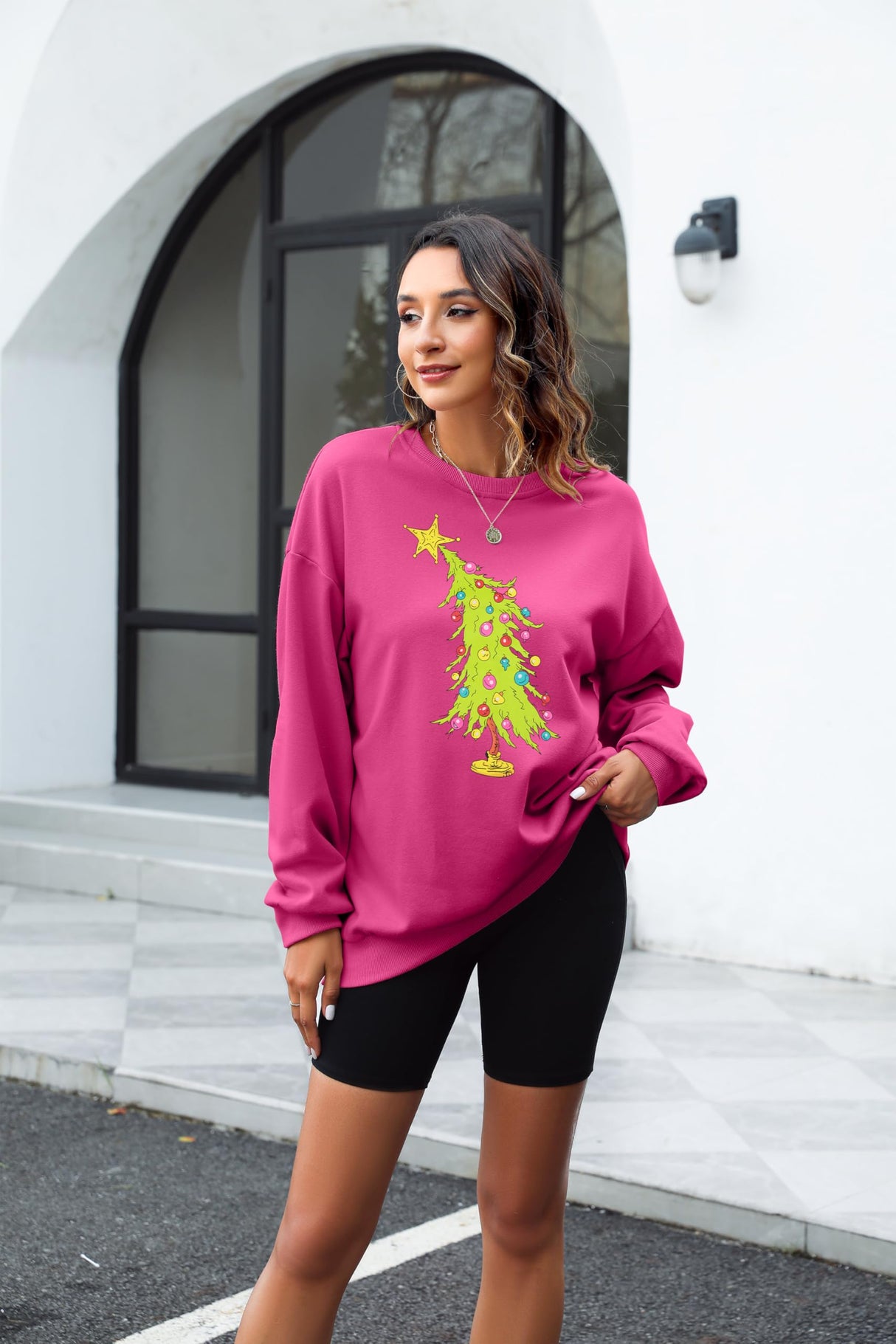 MAXIMGR Christmas Sweatshirts for Women Christmas Tree Graphic Sweatshirt Merry Christmas Shirts Xmas Holiday Pullover Tops