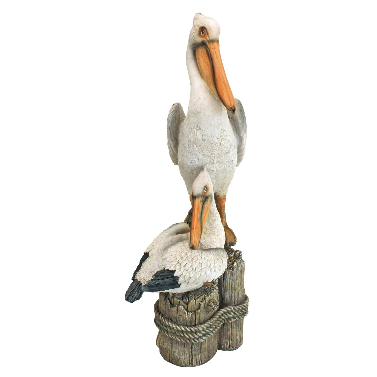 Design Toscano Coastal Decor Ocean's Perch Pelicans Garden Bird Statue, 9 Inch Wide, 24 Inch Tall, Cast Stone Resin, Full Color Finish
