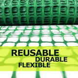 Ashman Plastic Mesh Fence, 4'x50' Feet, 1 Roll, Green, Construction Barrier Netting, Garden Fencing, Fences Wrap, Above Ground, for Snow, Poultry, Chicken, Deer, Patio, Garden Netting, Green 50FT.