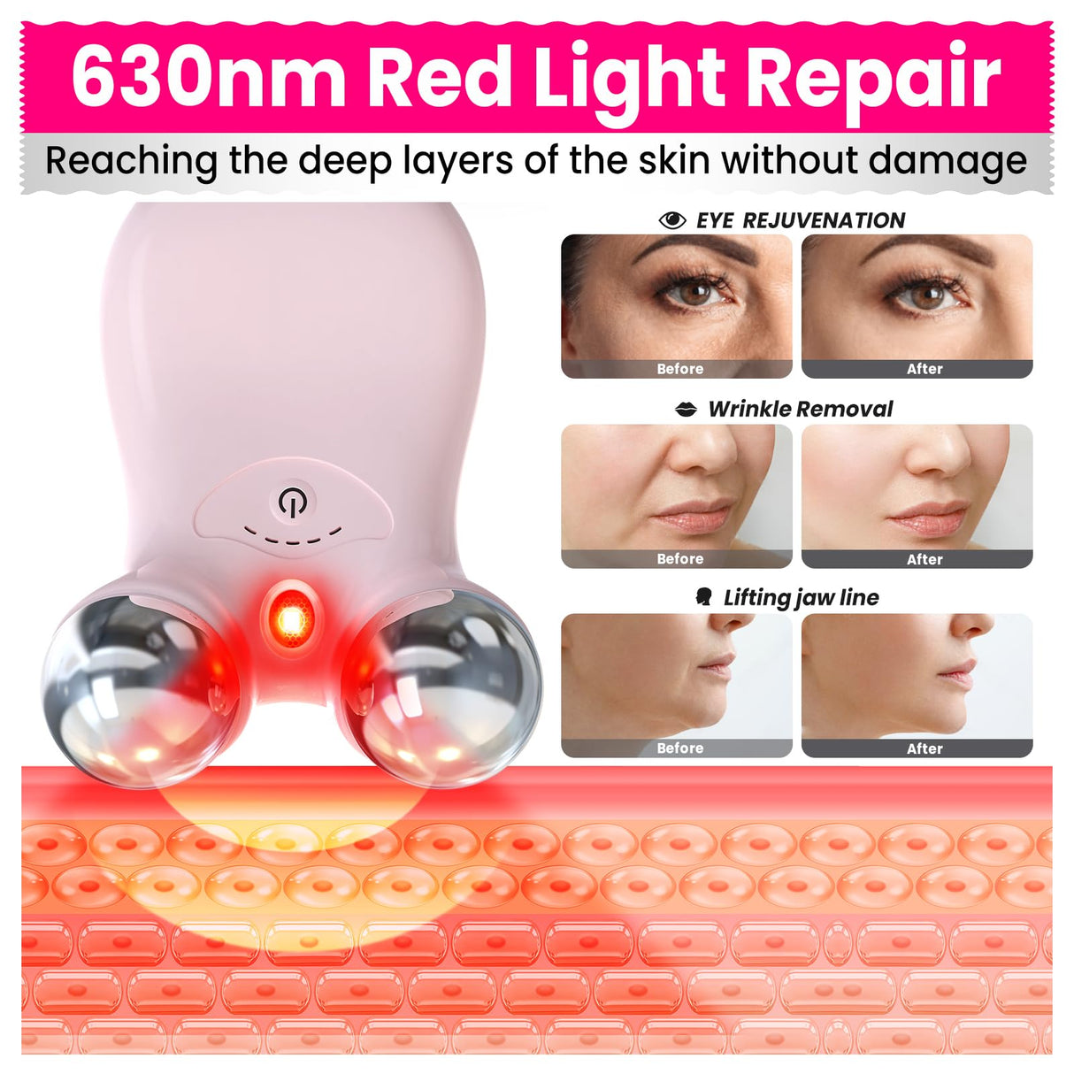 Hunvva Microcurrent Facial Device,Latest Red Light Technology,Enhances The Ability to Lift The Face and Tighten The Skin,Facial Wrinkle Equipment,Smart Photon Micro-Current Device,Model:EP-300.