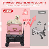 DUHKOI Collapsible Wagon Cart with Wheels Foldable,11 Lbs Lightweight Portable Folding Utility Wagon,90 L Heavy Duty Grocery Shopping Carts,Versatile for Garden Sports Camping Outdoor Use (Black Gray)