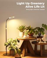 Bamworld Grow Lights for Indoor Plants, Full Spectrum Plant Lights for Indoor Growing, Floor Grow Lamp for Large Plants, Auto ON/Off Timer 3/9/12H, 10 Dimmable Levels, 37-65" Adjustable Height