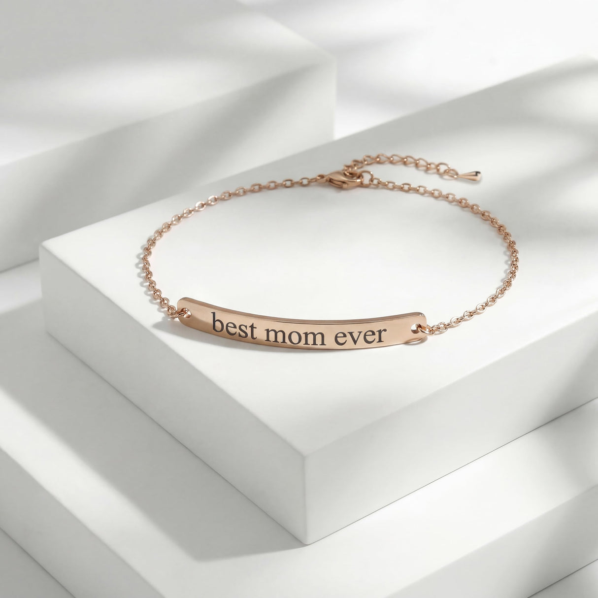MignonandMignon Custom Name Bracelet Engraved Gold Bar | Personalized Coordinate Bracelet for Women | Dainty Jewelry Gift for Mom Teen Girls Graduation Mothers Day