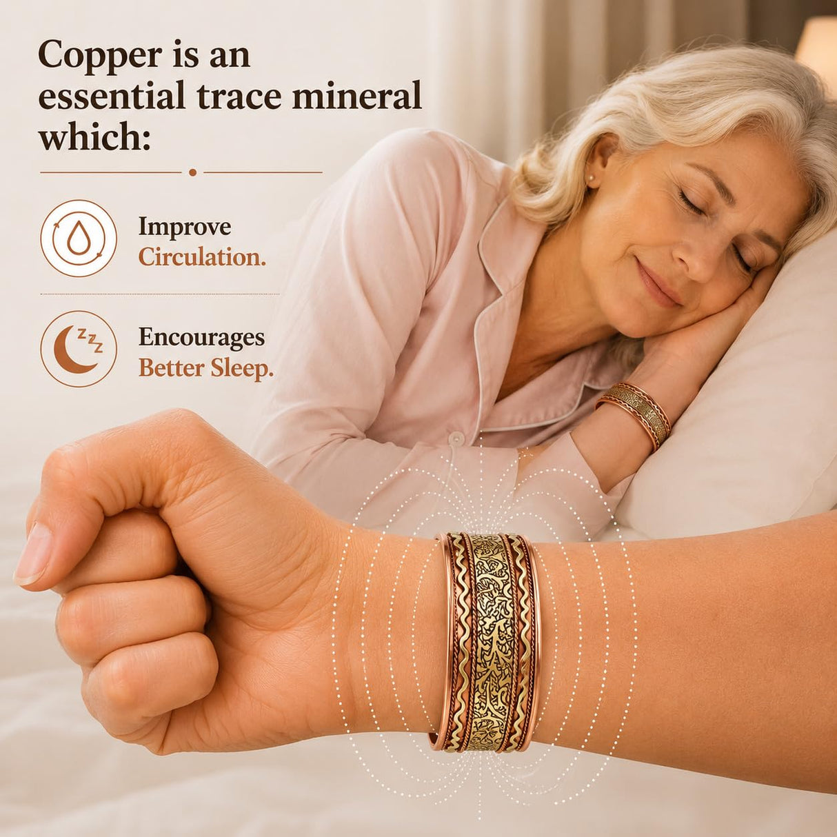 Touchstone 100% Pure Copper Cuff Bracelet, Celtic, for Women & Men
