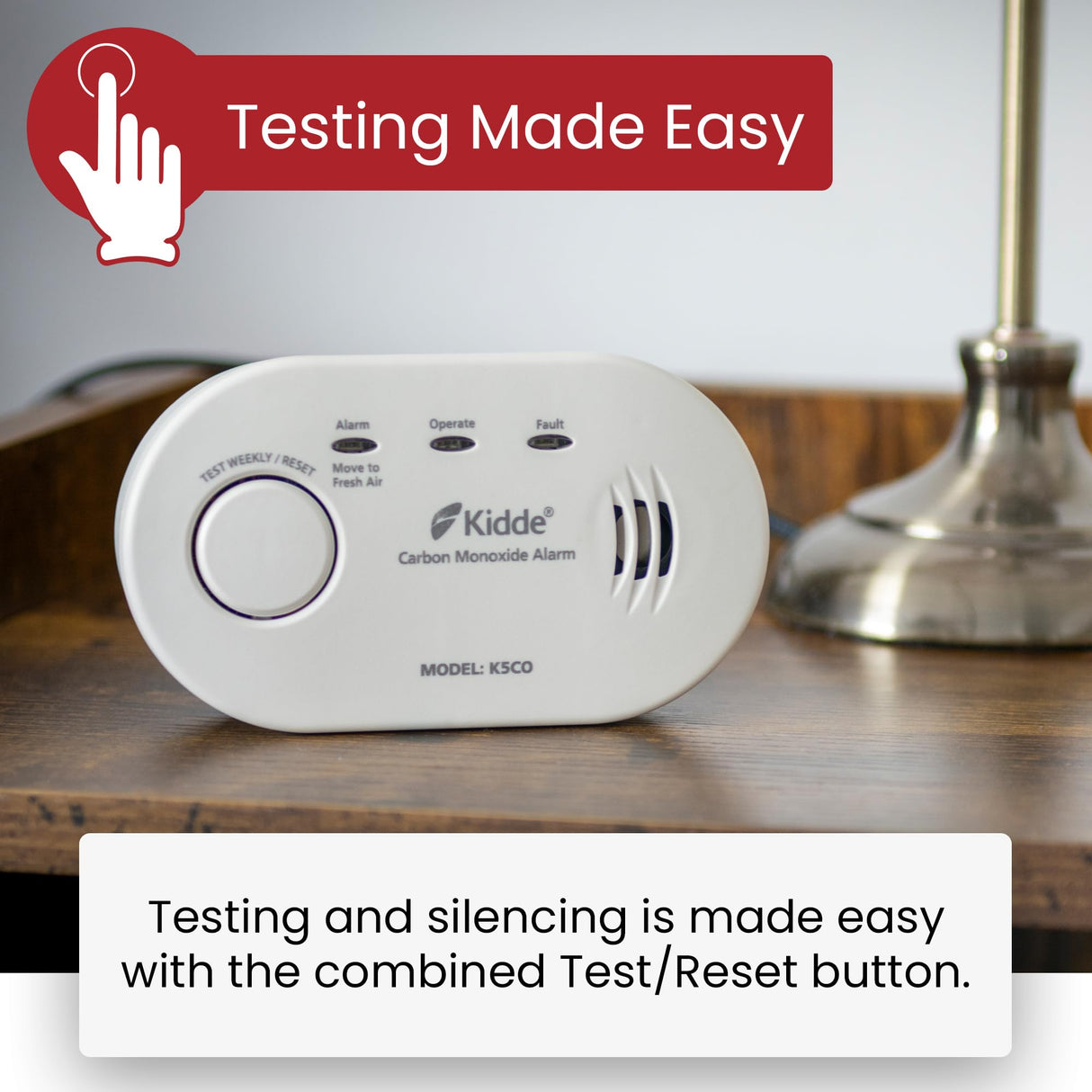 Kidde 5CO Carbon Monoxide Alarm and Detector with AA Batteries - 10 Year Sensor Life CO Alarm for Home