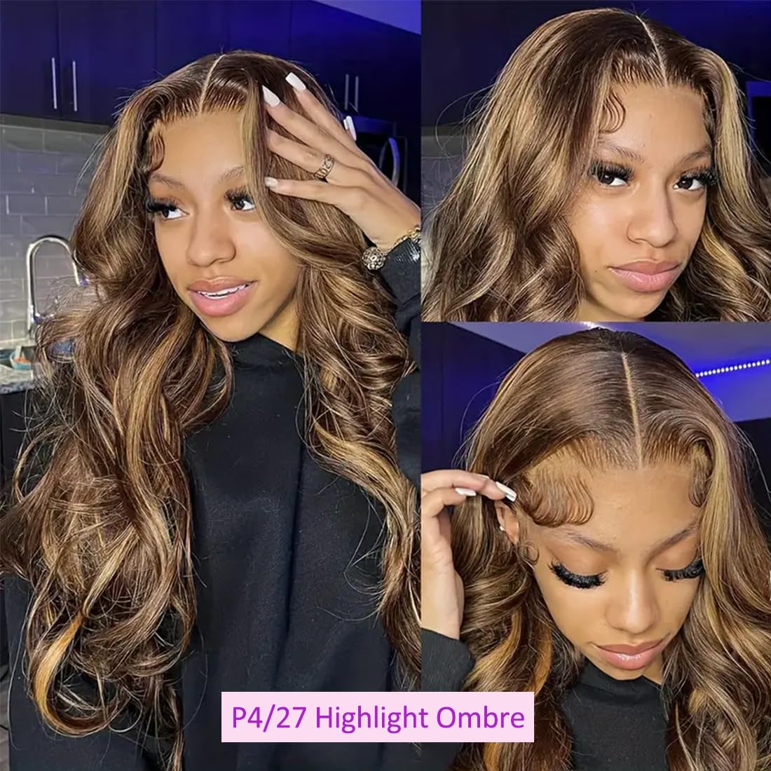 26 Inch Glueless Wigs Human Hair Pre Plucked Pre Cut Wear and Go 5x5 HD Lace Closure Wigs Human Hair Body Wave Wig P4/27 Honey Blonde Ombre Highlight Lace Front Wig Human Hair Wig 180% Density