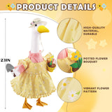 Erythem Gardener Porch Goose Outfits, Cute Spring Porch Goose Clothes with Straw Hat, Shovel & Flower Pot Fits 23" Cement Plastic Geese Statue for Outdoor Garden Yard Decor