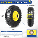 GICOOL 4.10/3.50-4 Rubber Pneumatic Tire, for Hand Truck Dolly Cart 2 Pack