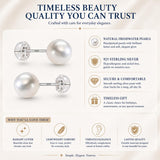 Nacréliser 8-9mm Freshwater Pearl Stud Earrings | 925 Silver | AAA+Quality