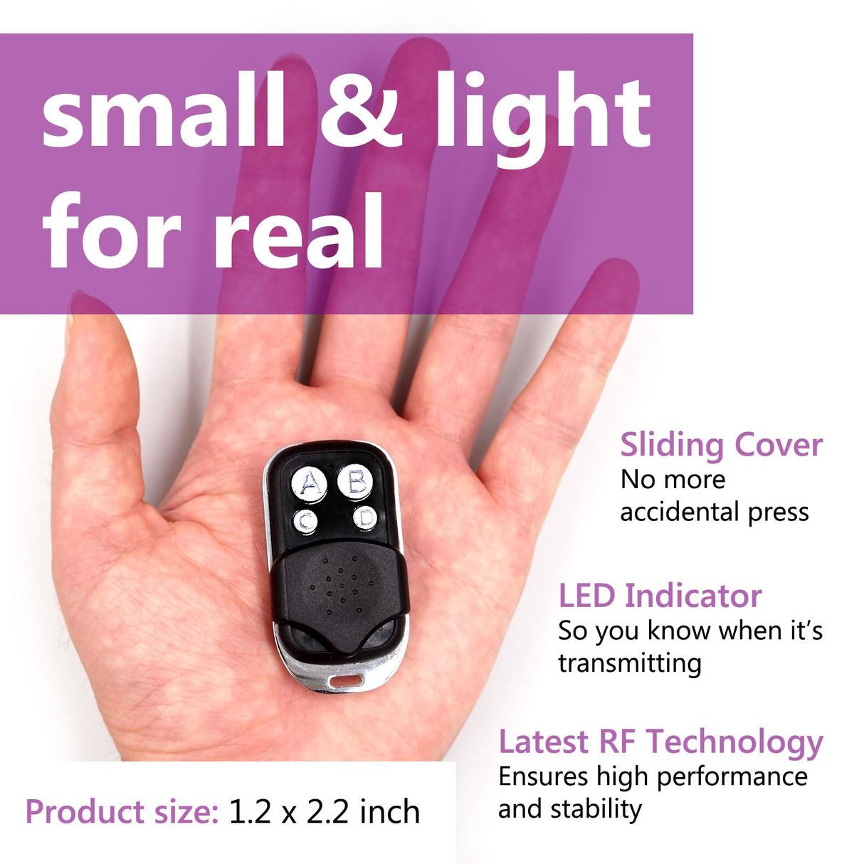 Solidremote Keychain Garage Door Opener Remote, for Chamberlain, LiftMaster, Craftsman 371LM 373LM 971LM 973LM and More, 2 Pack