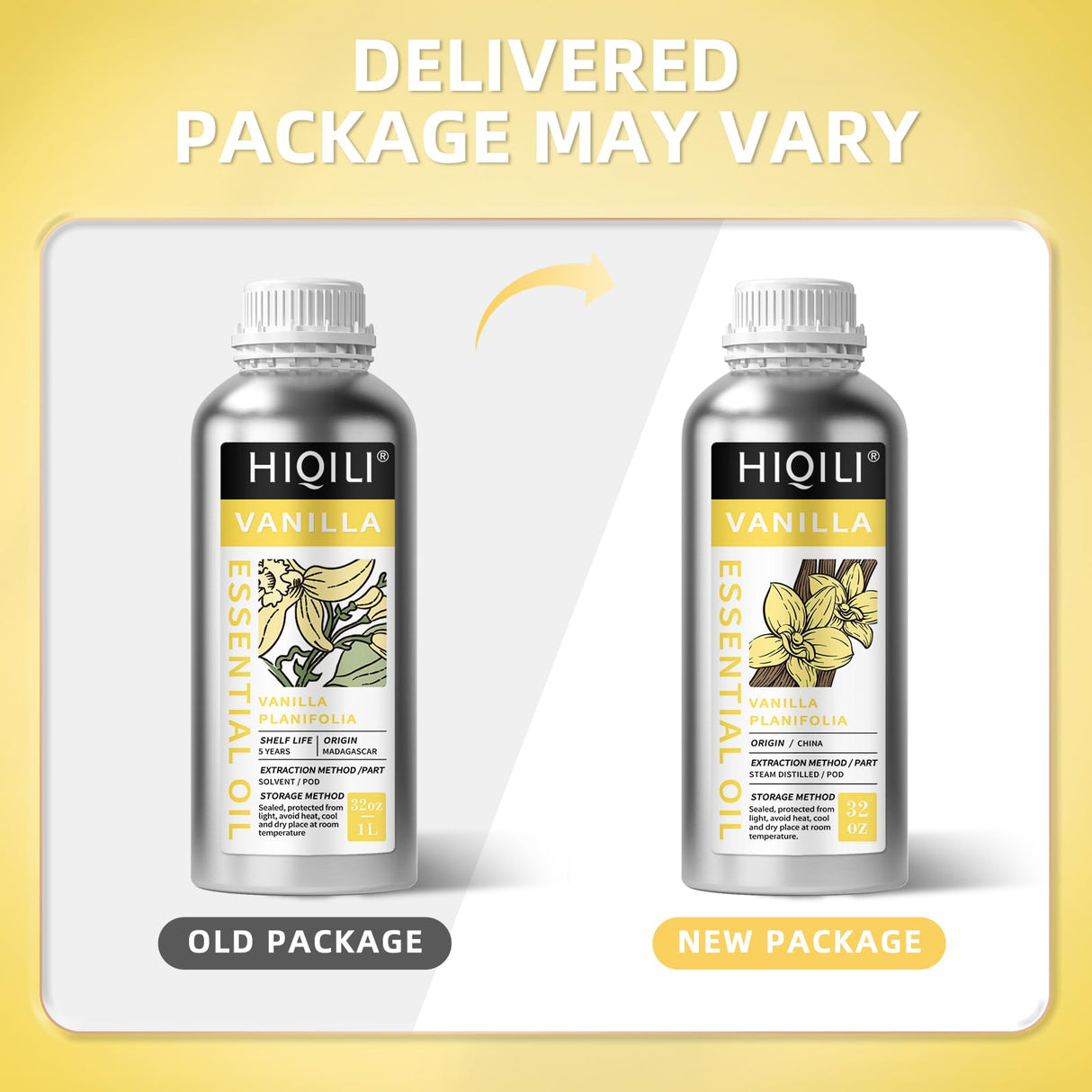 HIQILI 32 Ounces Vanilla Essential Oil, Strong Fragrance for Body Lotion, Candle Making, Soap, Aromatherapy-32 Fl Oz