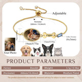 MYLONGINGCHARM Personalized Dog Memorial Bracelet for Women, Custom Pet Photo and Name, Adjustable Picture Bracelets, Dog Memorial Gifts for Loss of Dog (Gold, Bone)