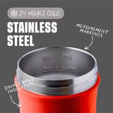 BlenderBottle Strada Shaker Cup Insulated Stainless Steel Water Bottle with Wire Whisk, 24-Ounce, Red