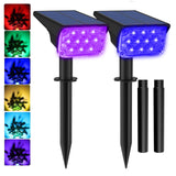 T-SUNUS Halloween Solar Color Landscape Spotlights Outdoor, IP65 Waterproof RGB Spot Light 2 Pack Auto Dusk to Dawn Landscaping Wall Lights for Christmas Tree Yard Garden Driveway Porch Walkway Pond