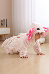 DarkCom Unisex Baby Animal Onesie Toddler Hooded Romper Halloween Cosplay Pink Axololtl Costumes Kids' Christmas Gifts 2-3 Years