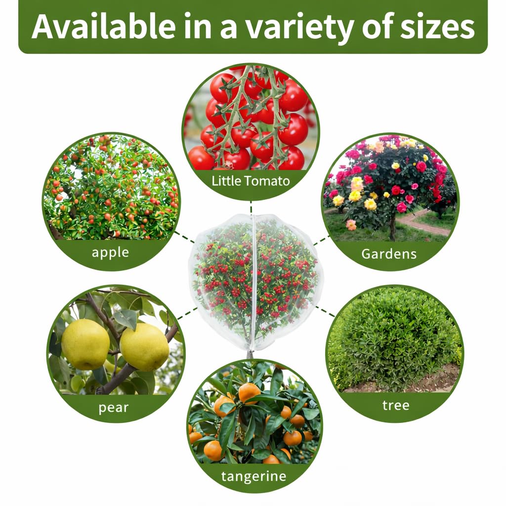 1Pack 13x13ft Large Fruit Tree Netting with Zipper and Drawstring – Anti-Insect, Anti-Bird Protection for Apple, Peach, Cherry Trees and Vegetables – Ideal for Home Gardens,Small Organic Farms