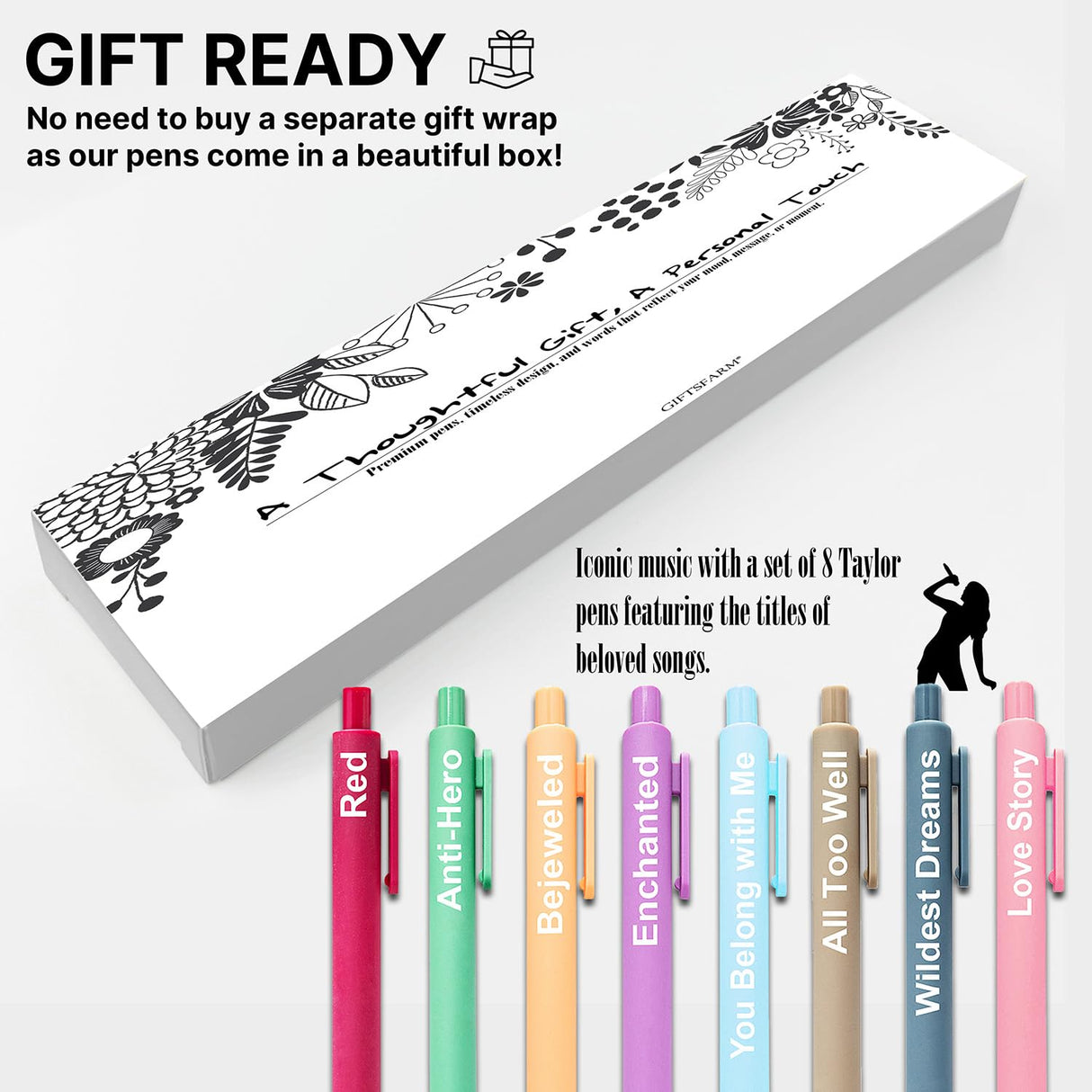 Taylor Gifts Merch, Cute Taylor Gel Pens, Office Supplies for Music Fans, Taylor Birthday Party Favors for Girls, Women, Nurse, Teacher, Christmas Stocking Stuffers Gift for Girls Boys