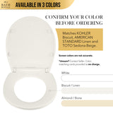 Bath Royale Round Toilet Seat Replacement with Cover BR500-01 Slow Close, Heavy Duty Sturdy, Stain-Resistant, No Jiggle and Easy to Clean, Fits All Toilet Brands, Executive Series - Biscuit/Linen,