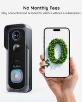 BOIFUN Video Doorbell Camera Wireless – No Subscription Required, 2K HD, 166° Wide View, HDR Night Vision, Motion Alerts, Two‑Way Audio & Battery Video Doorbell with Chime, 2.4 GHz Wi‑Fi Only