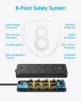 Anker Power Strip with 2100J Surge Protector, Outlet Extender, 20W, 12 AC