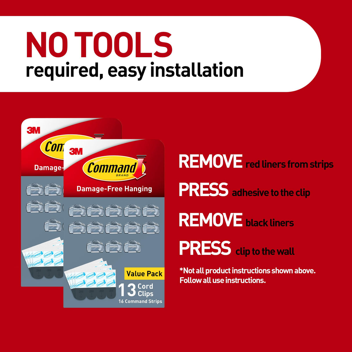 Command Round Cord Clips, Damage Free Hanging Cable, for Hanging Electrical Cables, 26 Clear Cord Clips and 32 Strips