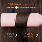 Faszin Professional Hair Straightener, 1.65inch Wide-Plate, Titanium Negative Ion Flat Iron, 30s Rapid Heating, LED Temp Display, Wide Voltage & 10 Adjustable Temp Levels (260-450℉) - Pink
