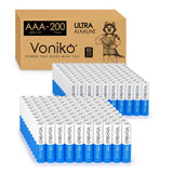 Voniko - Premium Grade AAA Batteries -200 Pack - Alkaline Triple A Battery - Ultra Long-Lasting, Leakproof 1.5v Batteries - 10-Year Shelf Life