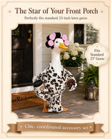 GSPIM Leopard Print Robe Porch Goose Outfits for 23" Goose Statue Funny Retro Home Patio Decor with Hair Curlers Bath Robe Waist Belt Coffee Cup Donut (Leopard Print Bathrobe)