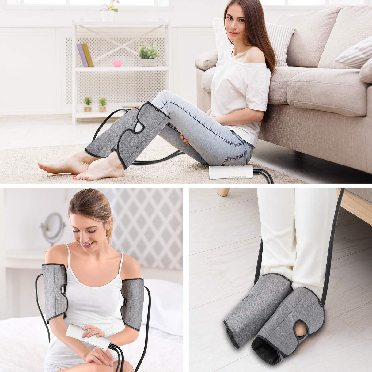 SHINE WELL Calf Massager for Circulation, Leg Compression Massager for Circulation with 3 Modes 3 Intensities 2 Timing, for Restless Legs Syndrome Relief, FSA HSA Eligible