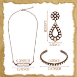 Misdary 3 Pcs Rustic Western Jewelry for Women Cowgirl Jewelry Set Turquoise Necklace Earrings Cuff Bangle Bohemian Bracelet for Women