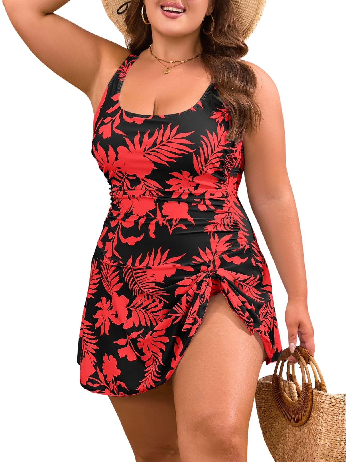 Eomenie Plus Size Swimdress for Women One Piece Swimsuit Tummy Control Swim Dresses Skirt Bathing Suit