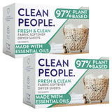 The Clean People Fabric Softener Sheets - Dryer Sheets - Softens & Removes Static Cling - Vegan Laundry Softener With Essential Oils - Fresh Scent, 240 Pack
