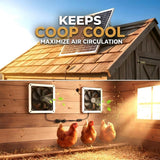 25W Solar Powered Fan for Chicken Coop, Greenhouse, Shed, Upgraded 16.4ft Long Cable Dual Exhaust Fan Kit, IP67 Waterproof Outdoor Solar Fan for Dog House RV Attic Ventilation