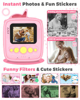 YTETCN Instant Print Camera for Kids 3-12 Years - Kids Camera with 32G SD Card & 3 Rolls Paper, 48MP Photo & 1080P Video, Christmas Birthday Gifts for Toddler Girls Boys