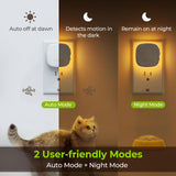 AUVON Plug-in LED Backlit Night Light with Motion Sensor & Dusk to Dawn Sensor, Dimmable Amber Nightlight with 1-50 lm Adjustable Brightness for Bathroom, Bedroom, Hallway, Stairs (2 Pack)