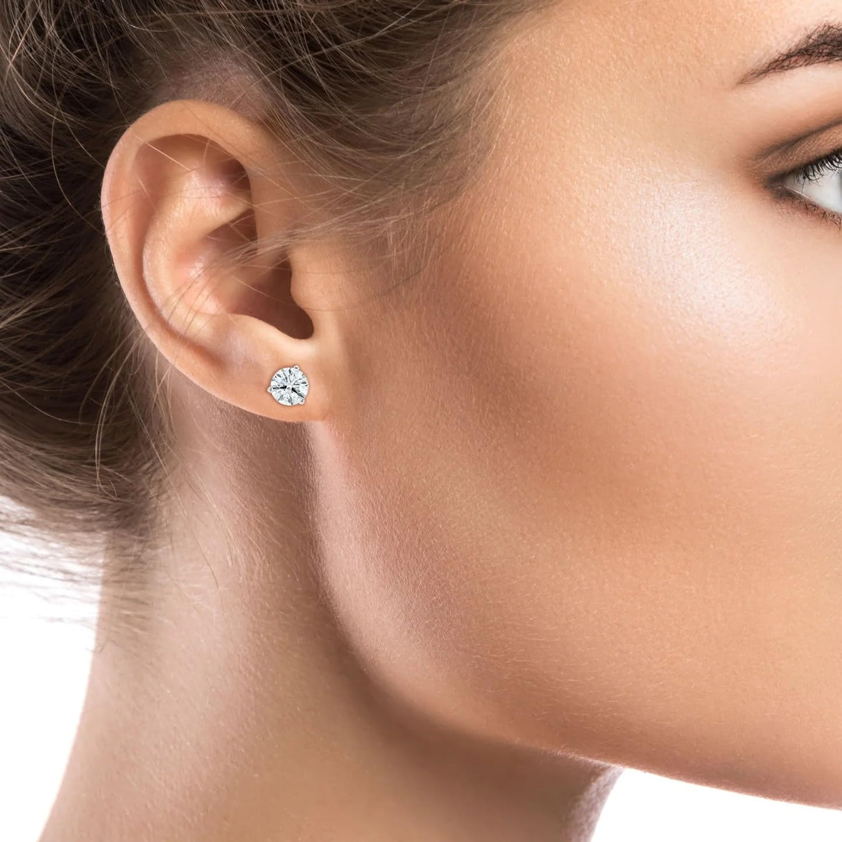 Moissannite Stud Earrings for Men and Women 1-4 CTTW 925 Sterling Silver, Round Brilliant Diamond Alternative, Lightweight Unisex Earrings with GRA Certification