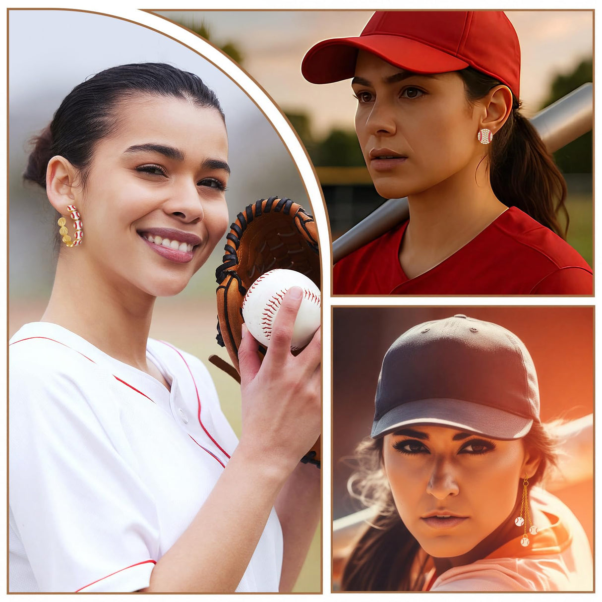Quelay 8 Pairs Sports Earrings for Women Ball Games,Baseball Earrings