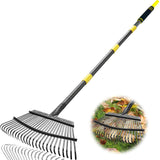 Coopvivi Garden Leaf Rakes, 6FT Rake for Lawns Heavy Duty 25 Metal Tines 18.5 inch Wide, Adjustable Steel Handle, Rakes for Leaves, Gathering Shrub, Grass, Yard
