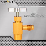R134A Self-Sealing Can Tap with Right Hand Thread, R134A Valve Tool Bottle Opener with 1/2" Female R-H Thread and 1/4’’ SAE Male Connector, Fits for R134A Automotive Air Conditioning Charging