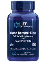 Life Extension Bone Restore Elite Calcium Supplement with Super Potent K2, Calcium, Vitamin D3, Magnesium, Boron, zinc, Vitamin K2, for Bone Health, Gluten-Free, Non-GMO, 120 Capsules