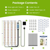 Kullsinss 8 inches LED Grow Light Strips, Full Spectrum Grow Lights for Indoor Plants with 6/12/16H Timer, 5 Dimmable Levels, Plant Light for Seedling Succulent, Ideal for Plant Shelf (4 Strips*2pcs)