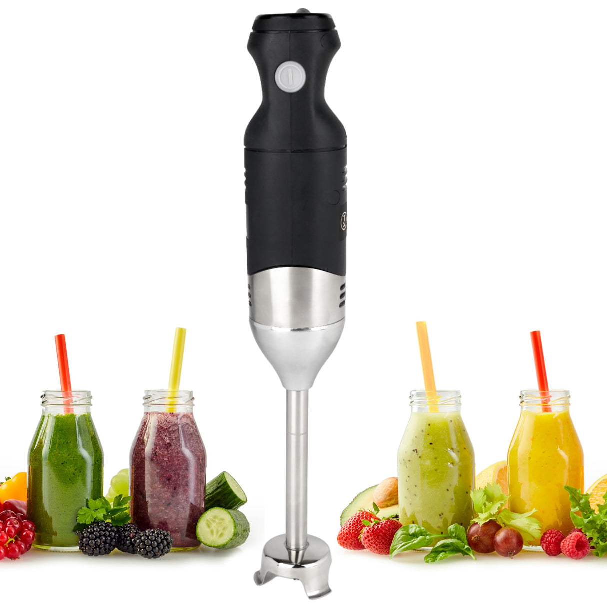 TK Tartle Kitchen Handheld Immersion Blender 220W - 7” Stainless Steel with 8 Speeds - 110V + 1-Yr Coverage and 24/7 Pro Chef Support