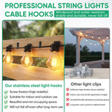 HiGift 40 Pack String Light Hanger Hooks, Stainless Steel Light Clips Black, Outdoor Screw Hooks Rope Light Clips for Hanging Christmas Light, Plants, Party Light Wire and Led Fairy Led Light Clips