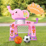 Shemira Toddler Basketball Hoop & Soccer Goal Activity Center Toys with Light & Music,Elephant Toddlers Musical Toys Gift, Baby & Toddlers Christmas Birthday Gift for 1 2 3 Year Old Boys & Girls