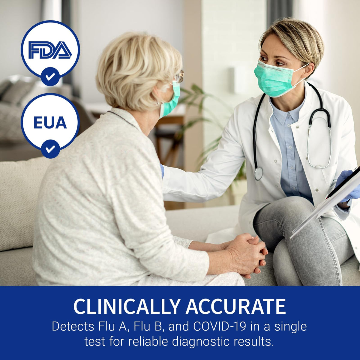 CorDx Flu A/B & COVID-19, At Home 3-in-1 Rapid Test Kit, 5 Tests