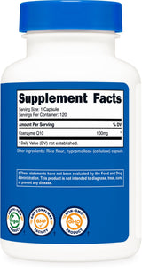 Nutricost CoQ10 100mg, 120 Vegetarian Capsules, 120 Servings - High Absorption, Vegetarian, Non-GMO, Coenzyme Q10 (Pack of 2)