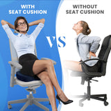 TushGuard Seat Cushion - Memory Foam Cushion for Office Chair, Car Seat, Airplane, Bleacher - Sciatica & Coccyx Pain Relief Desk Chair Cushion for Long Sitting Office Workers, Car Drivers(Blue)