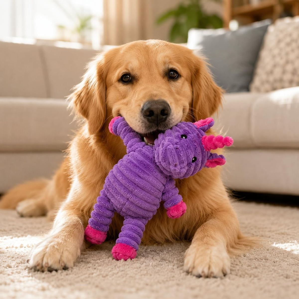 Jalousie Plush Toys Assortment Value Bundle Puppy Pet Mutt Squeak Toy for Medium Large Dogs (5 Pack Corduroy)